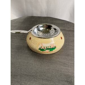 VTG 70s Bermuda Souvenir Tea Bag Holder Strainer 3.50in Pink Green Beige EUC L#1